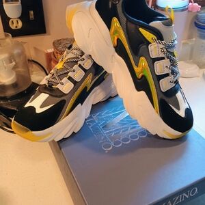 Mazino Men's Black and Yellow Sneakers